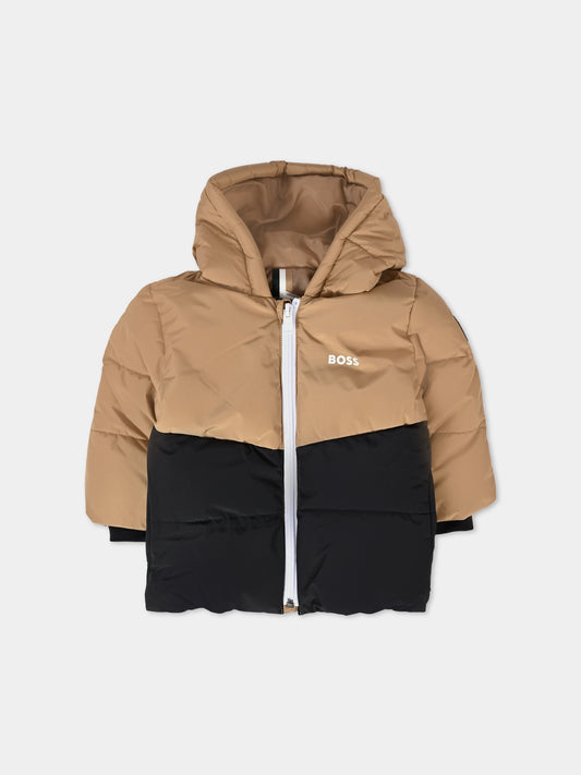 Piumino beige per neonato con logo,Boss,J51256 269