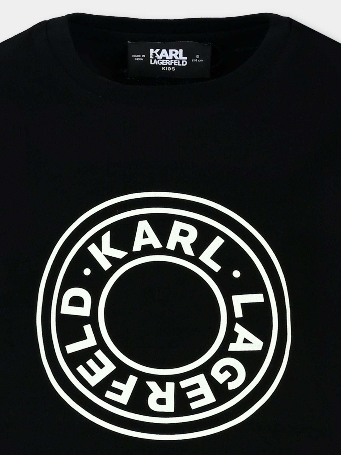 T-shirt nera per bambini con logo,Karl Lagerfeld Kids,Z30235 09B