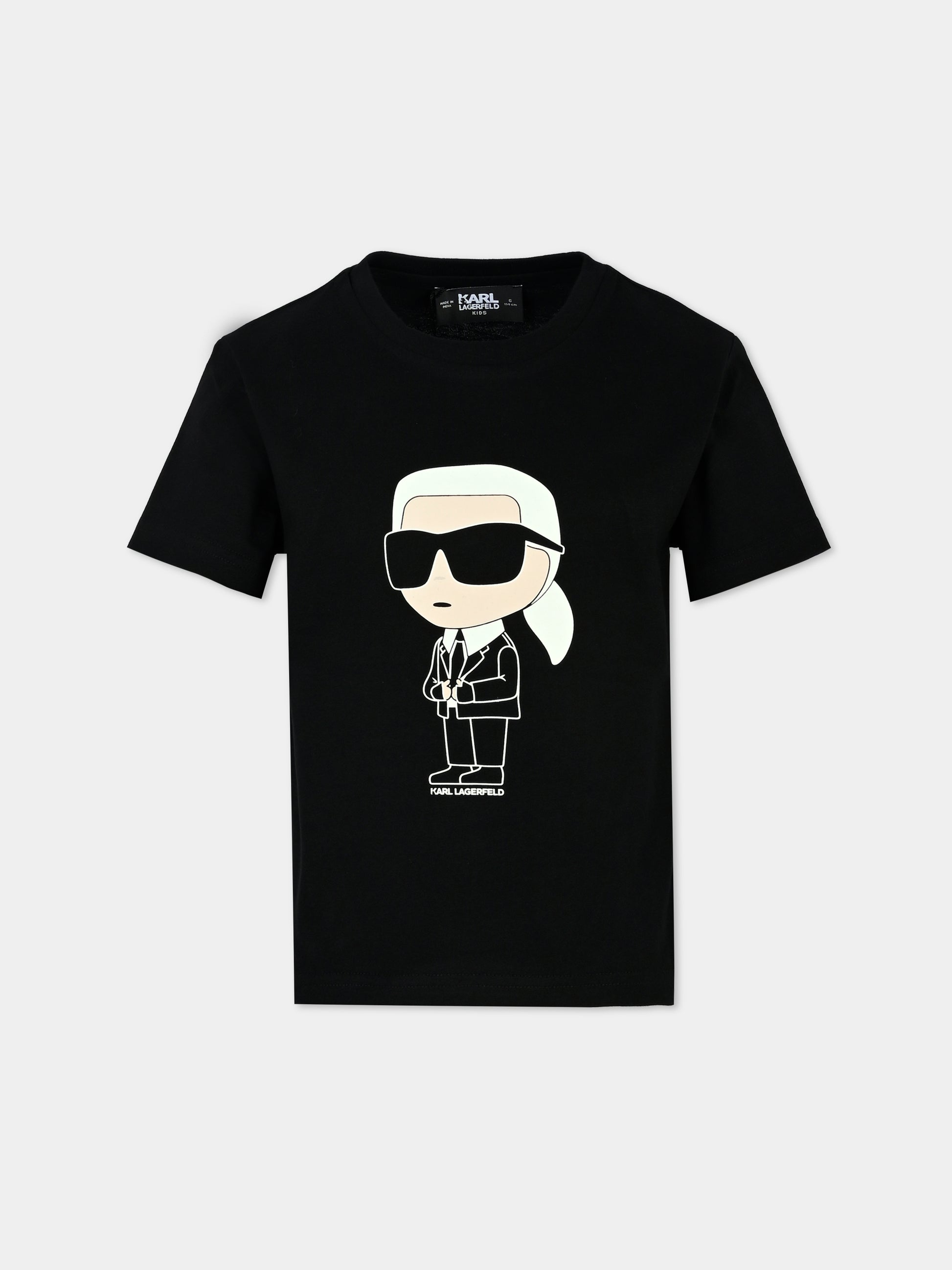 T-shirt nera per bambino con stampa Karl Lagerfeld,Karl Lagerfeld Kids,Z30240 09B
