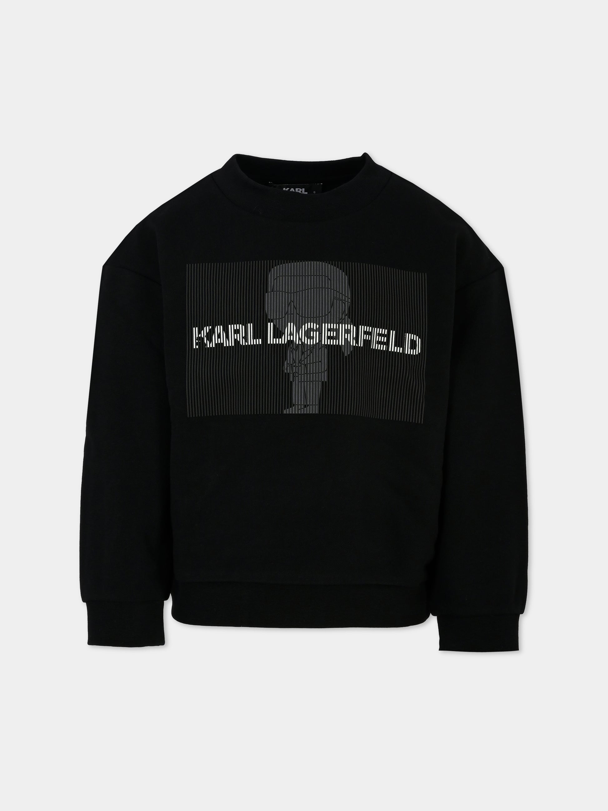 Felpa nera per bambino con logo e Karl Lagerfeld,Karl Lagerfeld Kids,Z30242 09B