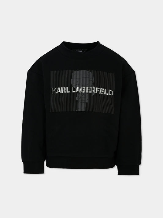 Felpa nera per bambino con logo e Karl Lagerfeld,Karl Lagerfeld Kids,Z30242 09B