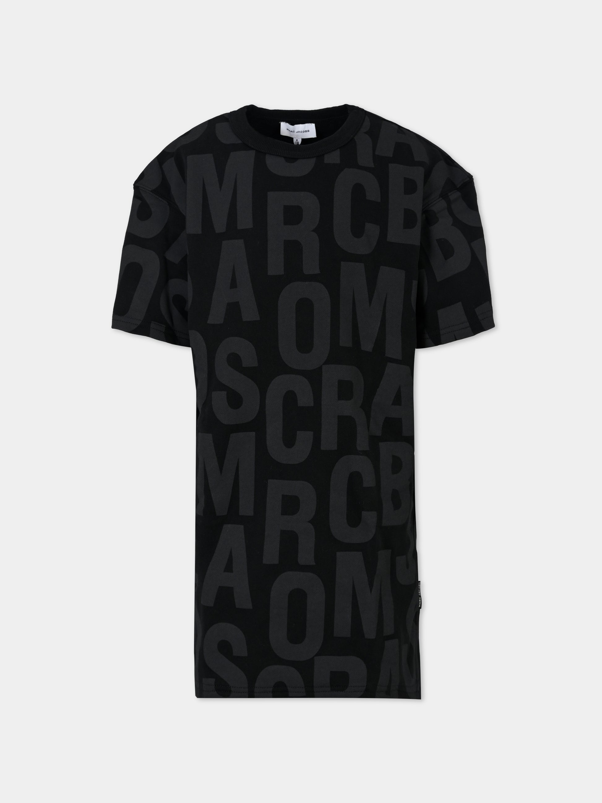 Vestito nero per bambina con logo all over,Marc Jacobs,W60231 09B