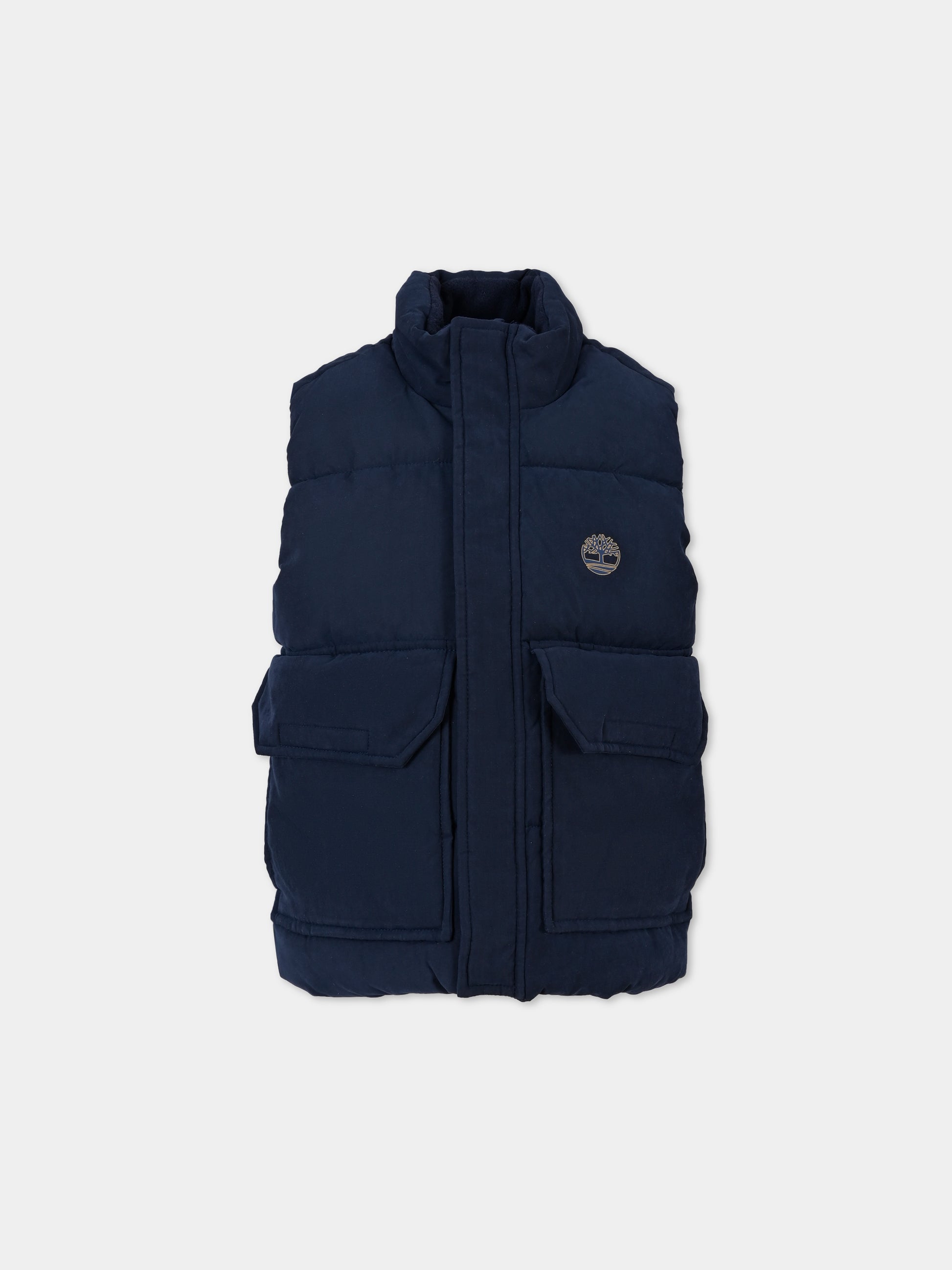 Gilet blu per bambino con logo,Timberland,T60283 83D