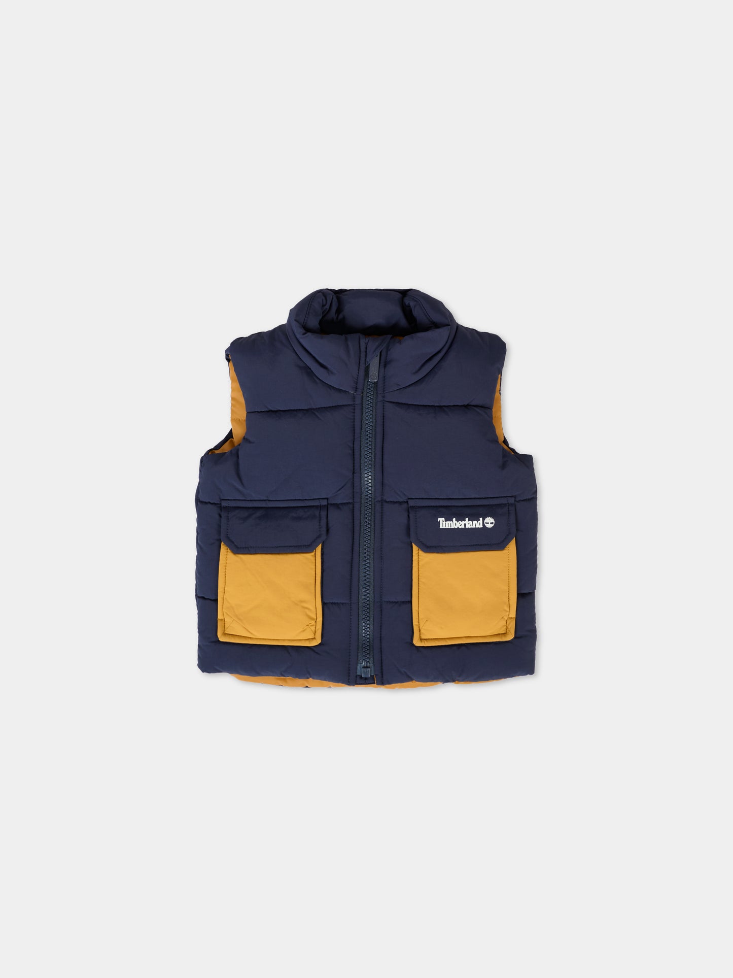 Gilet blu per neonato con logo,Timberland,T60341 83D