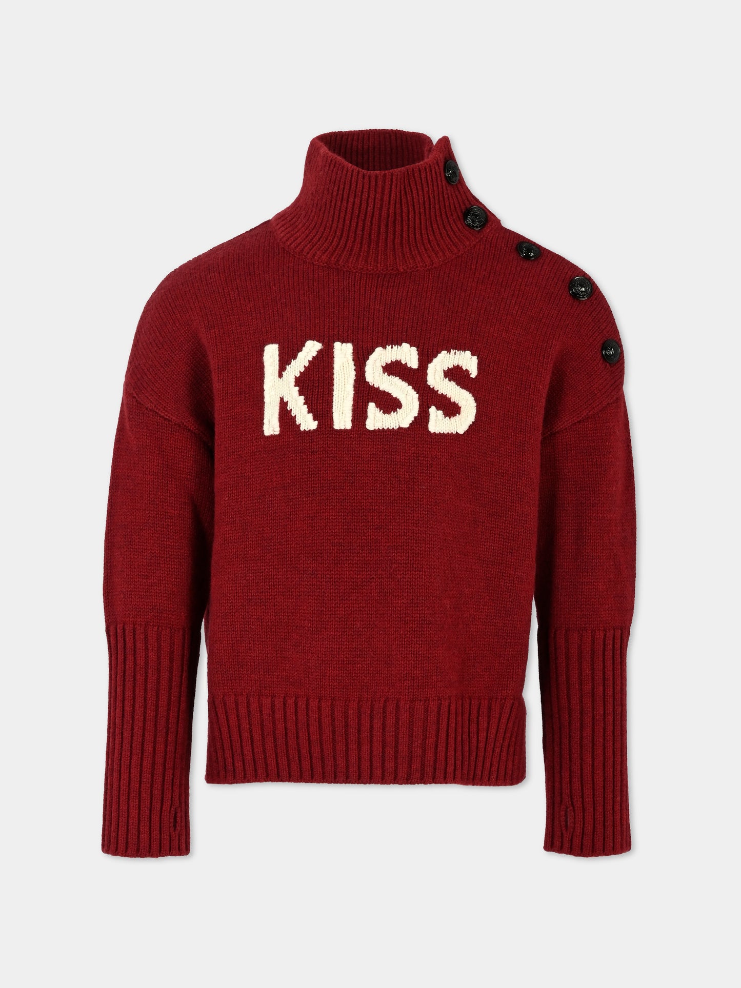 Dolcevita bordeaux per bambina con scritta Kiss,Zadig & Voltaire Kids,X60210 L79