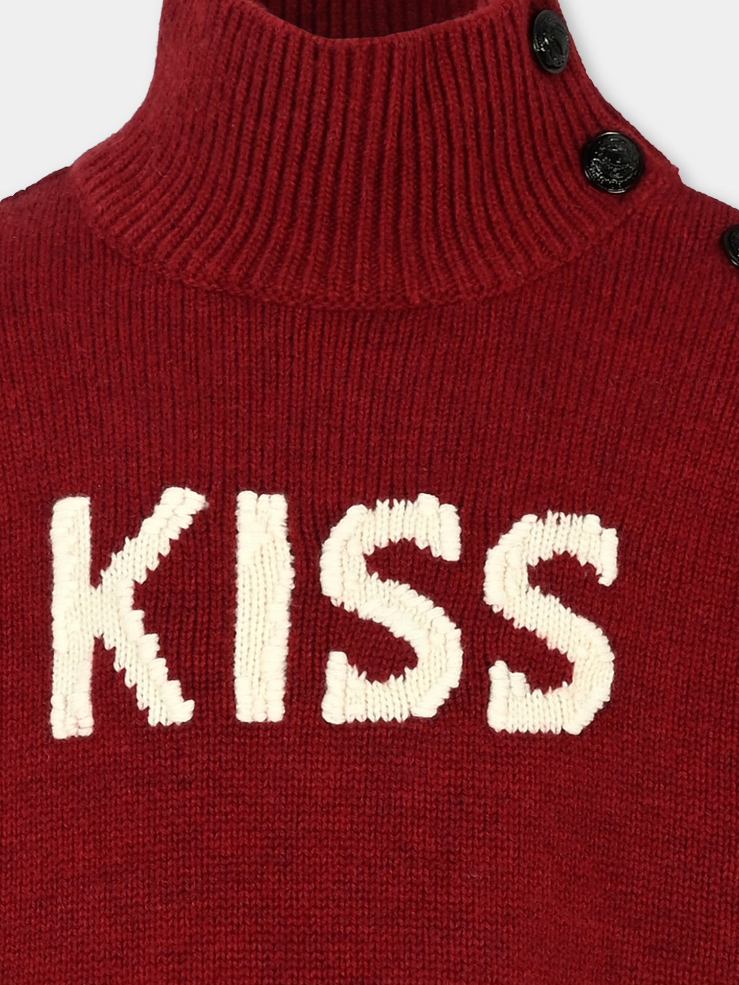 Dolcevita bordeaux per bambina con scritta Kiss,Zadig & Voltaire Kids,X60210 L79