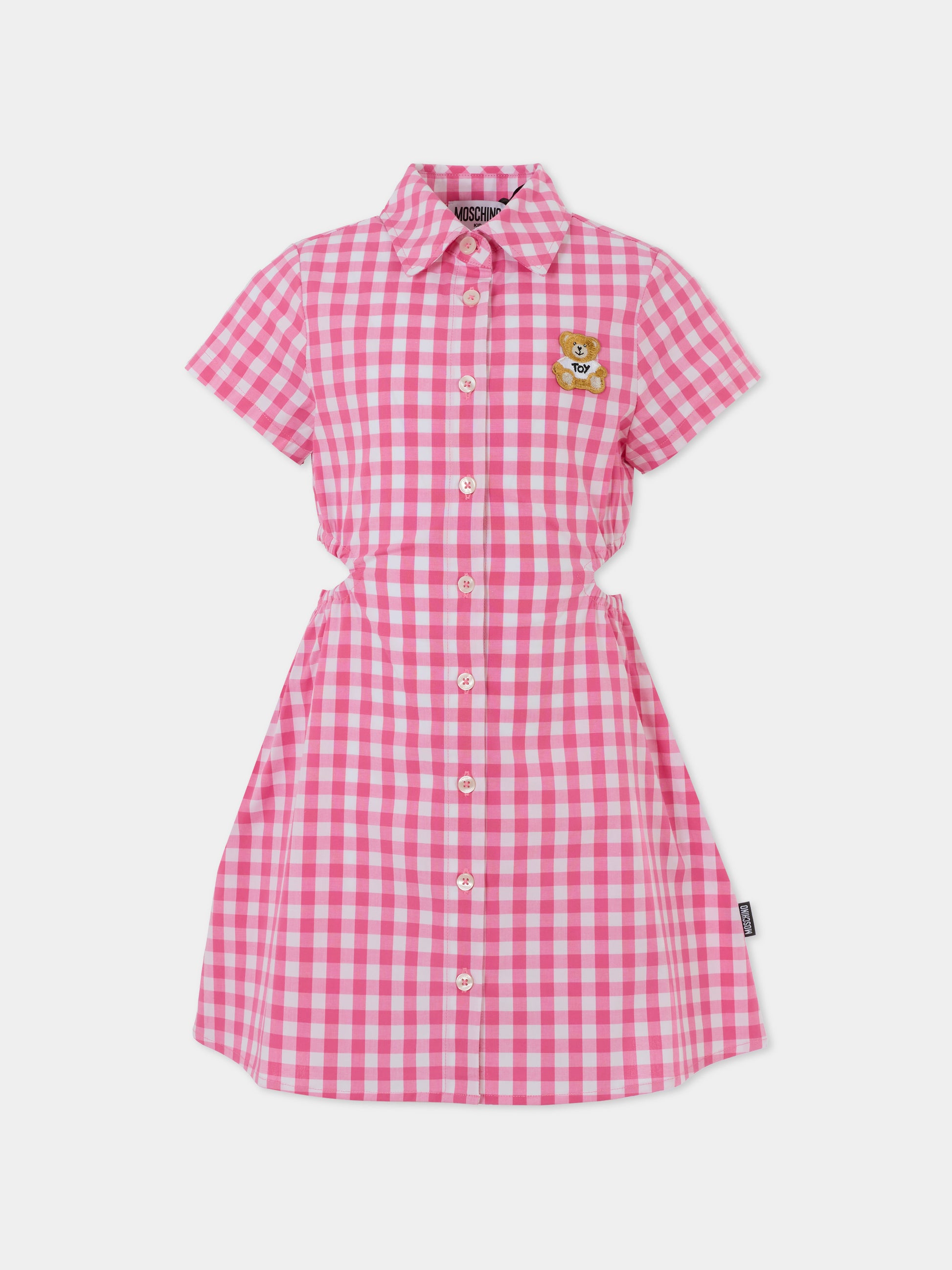 Vestito rosa per bambina con Teddy Bear,Moschino Kids,HDV0G0 LME04 83541