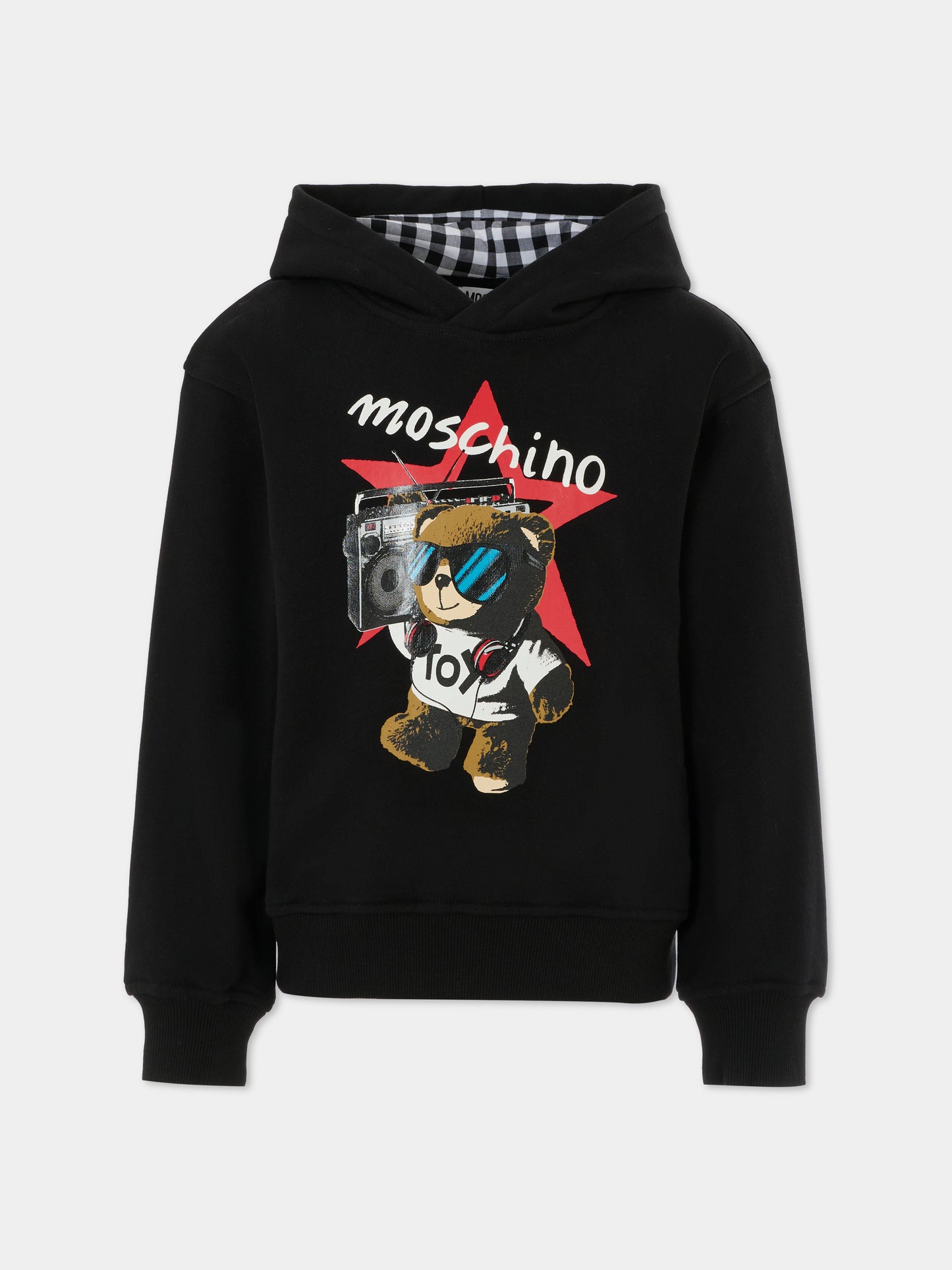 Felpa nera per bambino con Teddy Bear,Moschino Kids,HOF07K LCA23 60100