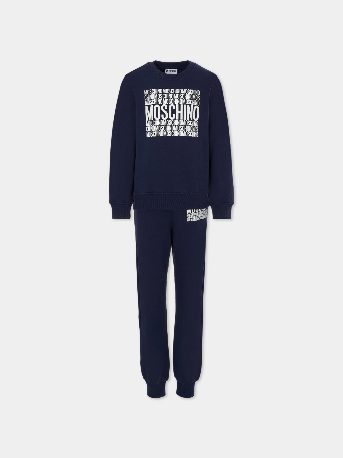 Completo blu per bambino con logo,Moschino Kids,HOK03E LCA74 40016