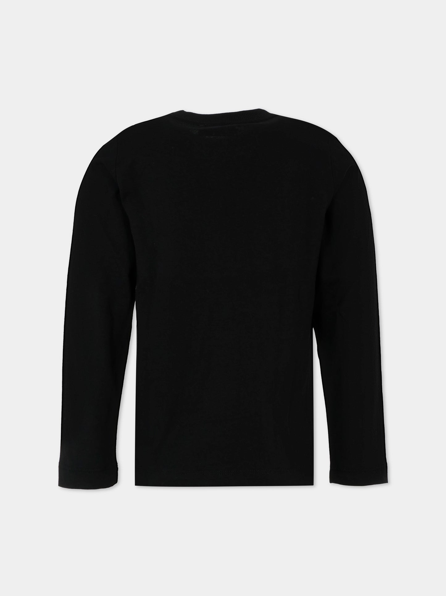 T-shirt nera per bambini con tre Teddy Bear,Moschino Kids,HSO00J LAA03 60100