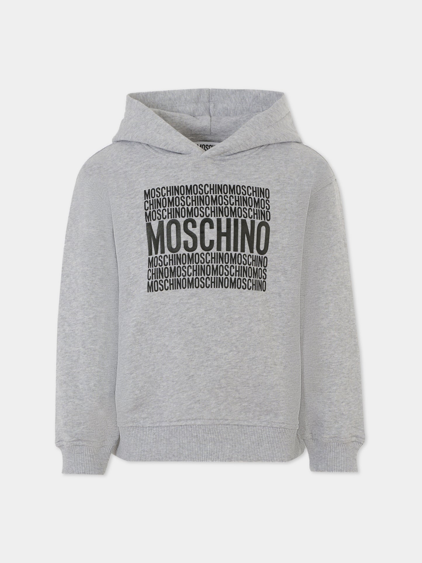 Felpa grigia per bambini con logo,Moschino Kids,HUF08T LCA74 60926