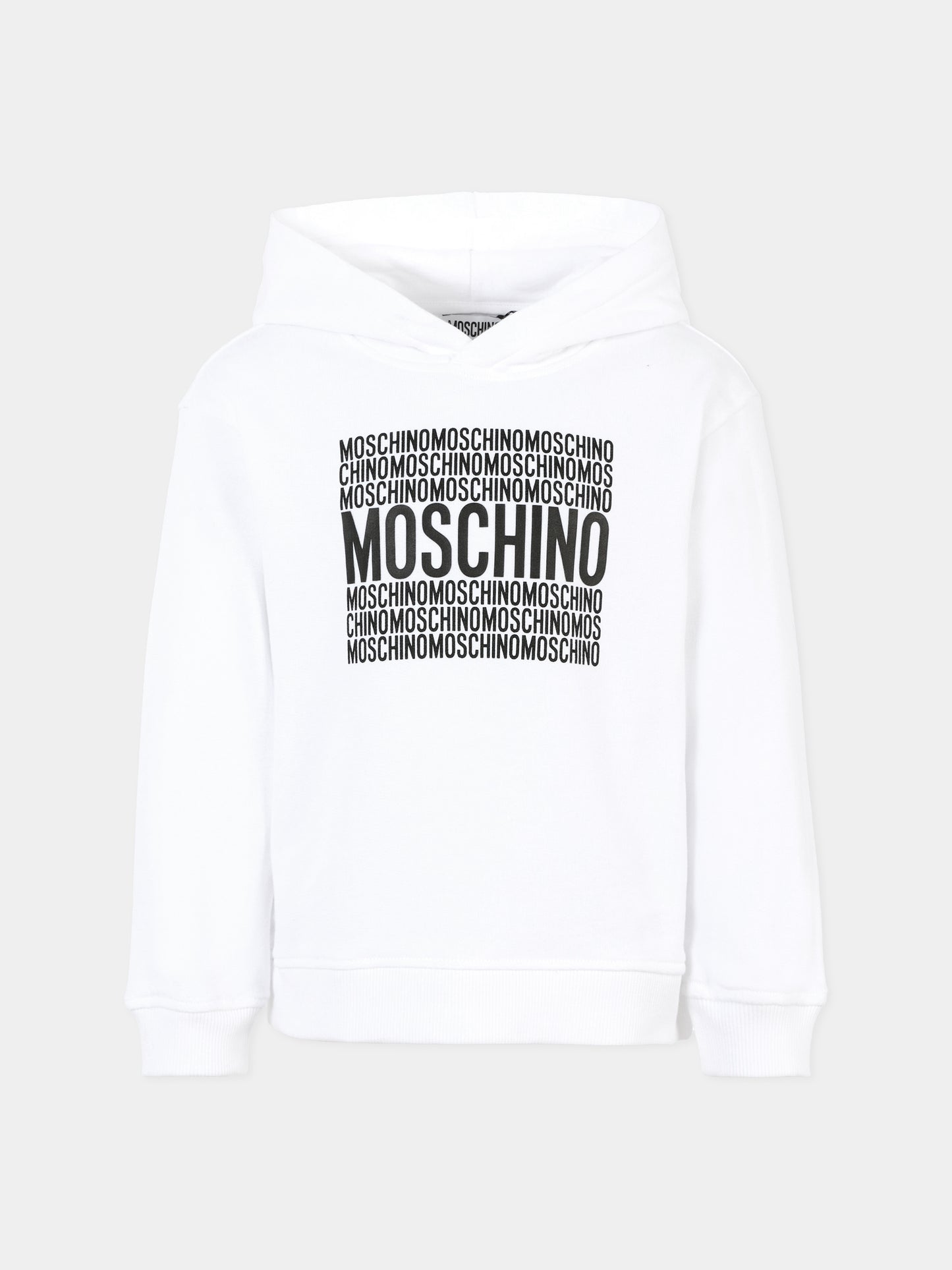 Felpa bianca per bambini con logo,Moschino Kids,HUF08T LCA74 10101