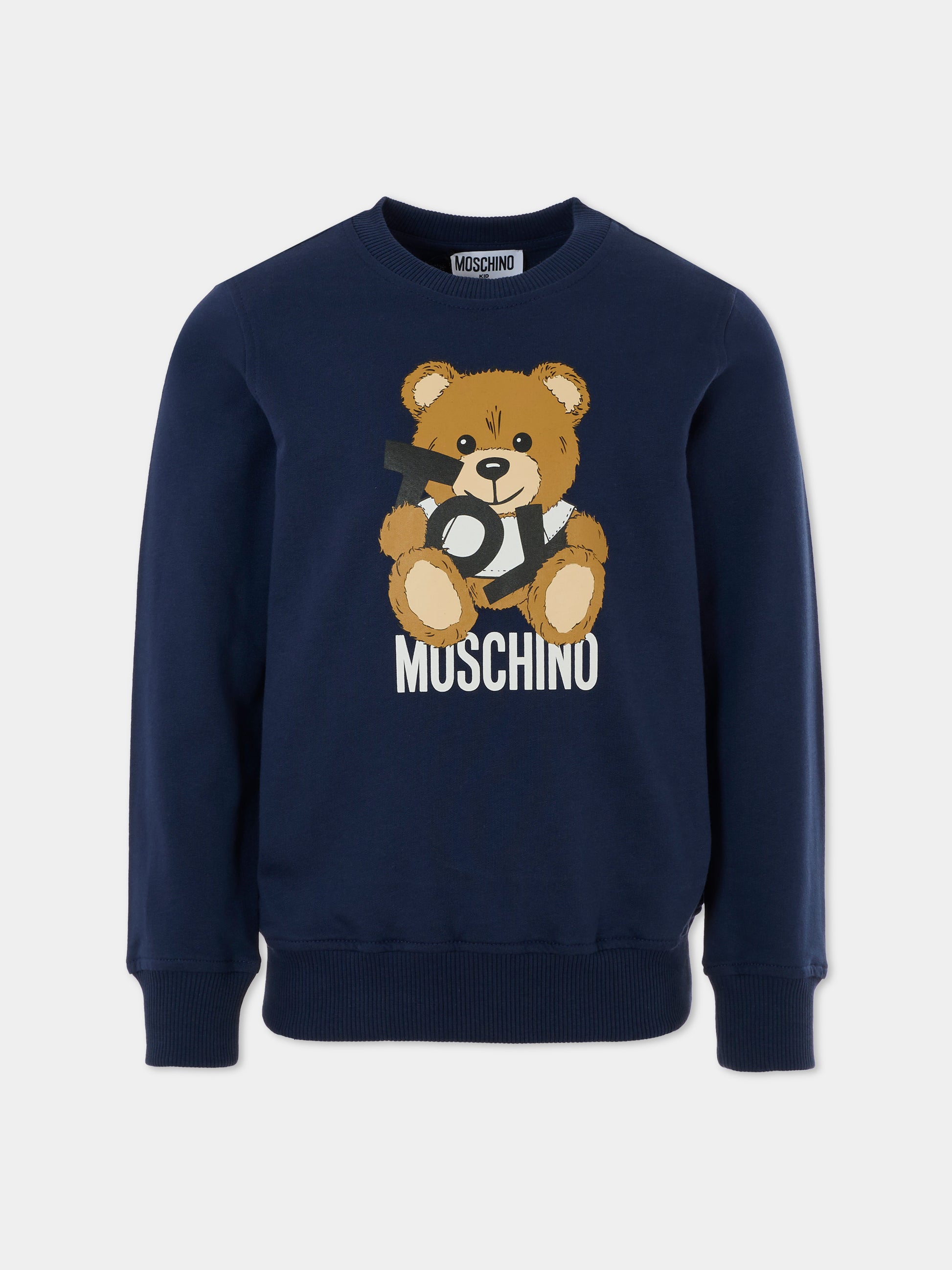 Felpa blu per bambino con Teddy Bear,Moschino Kids,HUF08V LCA19 40016