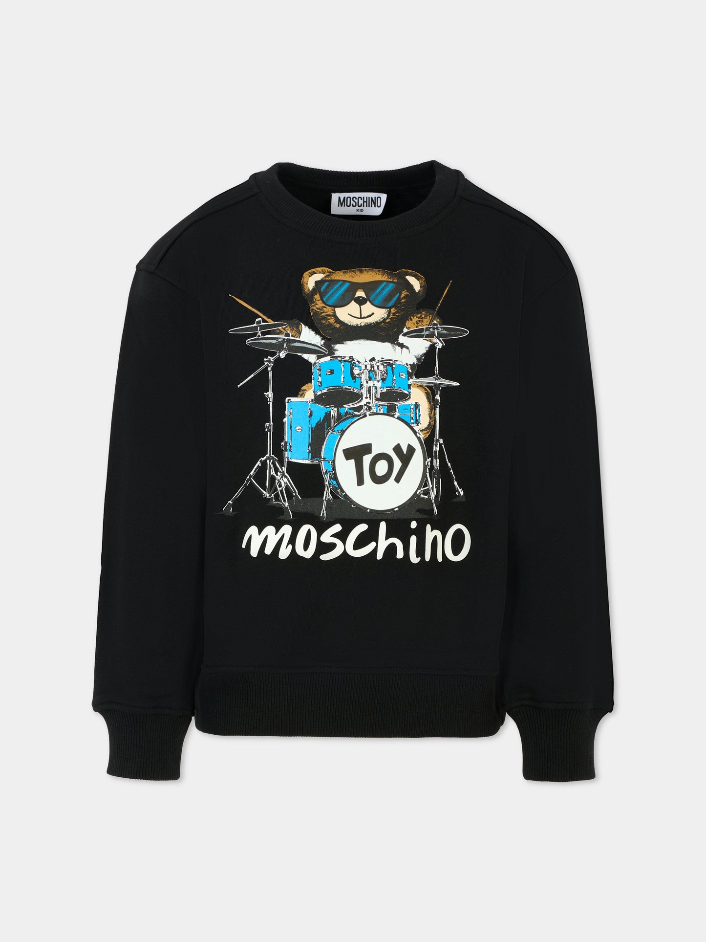 Felpa nera per bambino con Teddy Bear e batteria,Moschino Kids,HUF092 LCA32 60100