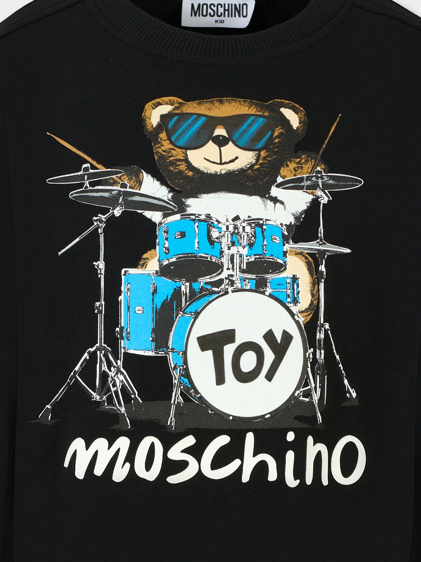 Felpa nera per bambino con Teddy Bear e batteria,Moschino Kids,HUF092 LCA32 60100