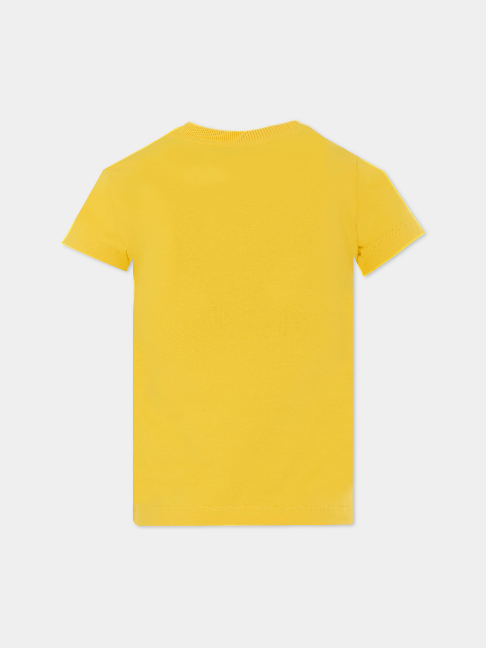 T-shirt gialla per bambini con logo,Moschino Kids,HUM05C LBA10 50577