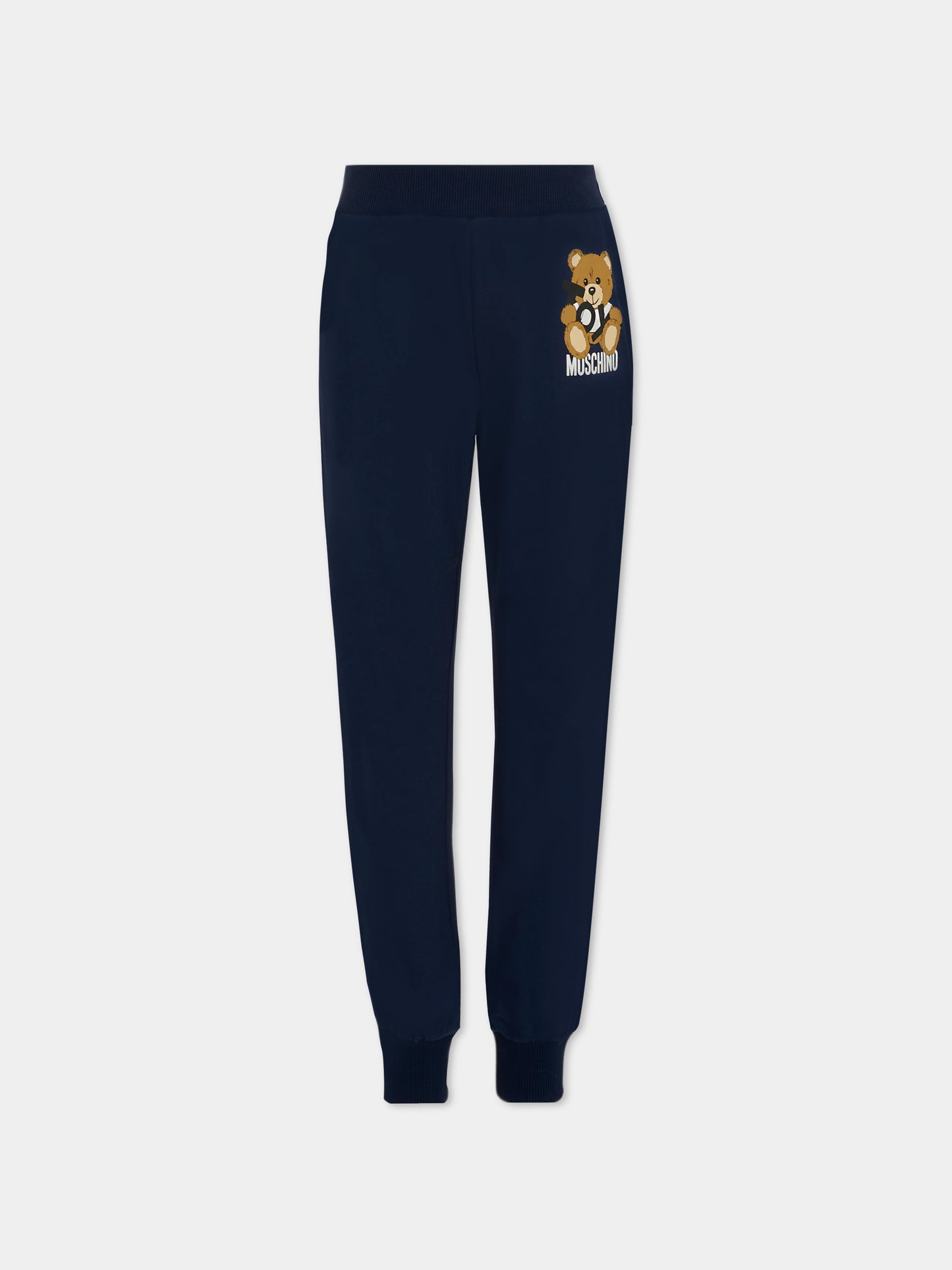 Pantaloni blu per bambini con Teddy Bear,Moschino Kids,HUP08F LCA19 40016