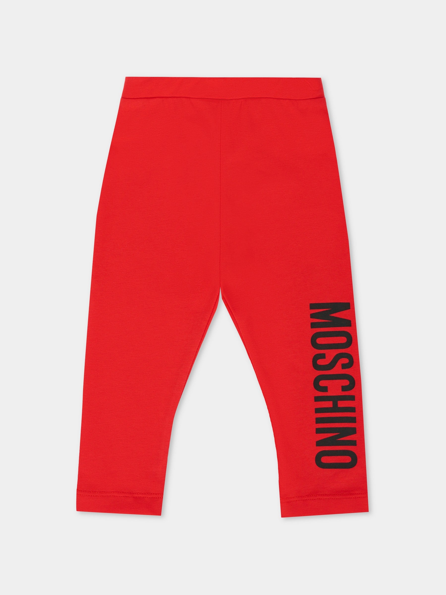 Leggings rossi per neonata con logo,Moschino Kids,MDP03D LBA00 50109