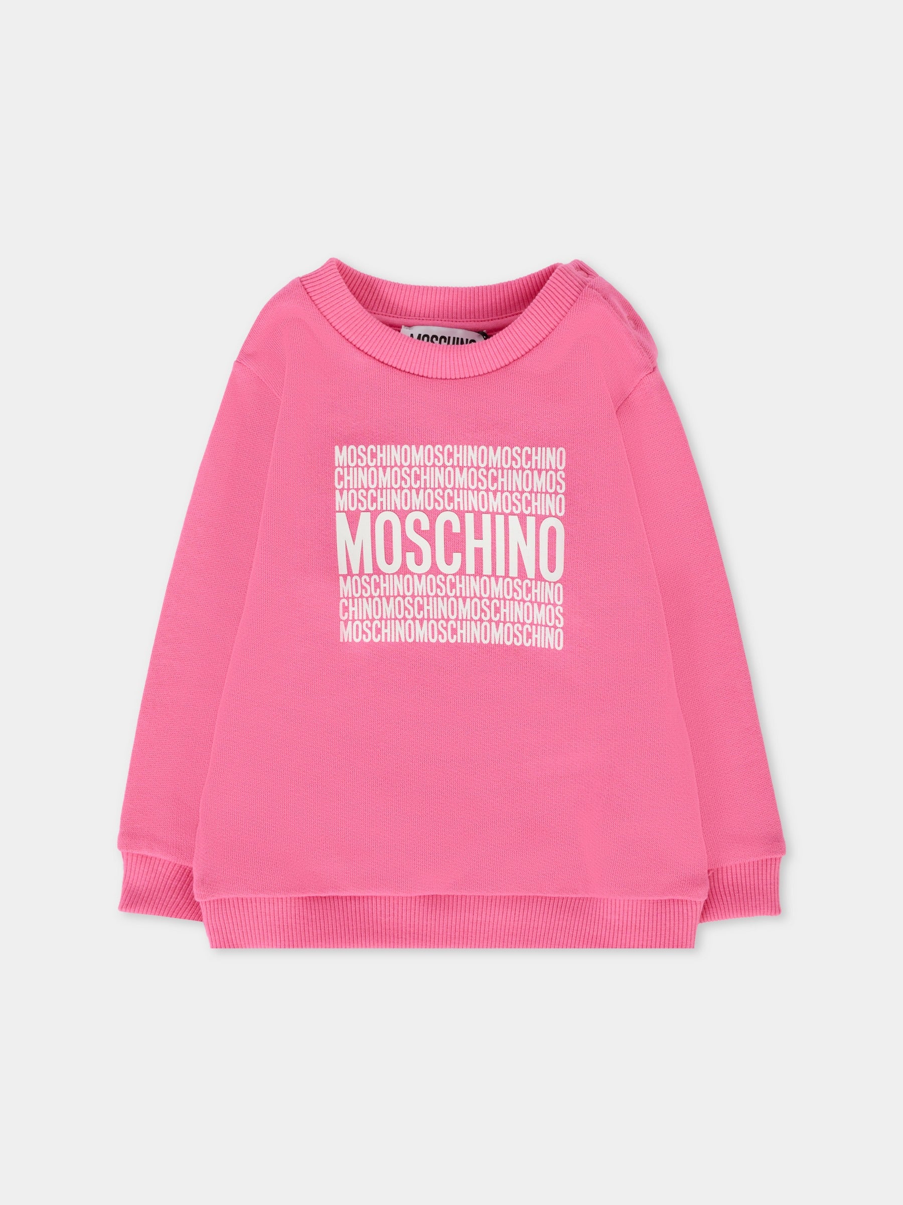 Felpa fucsia per neonata con logo,Moschino Kids,MUF05U LCA74 50533