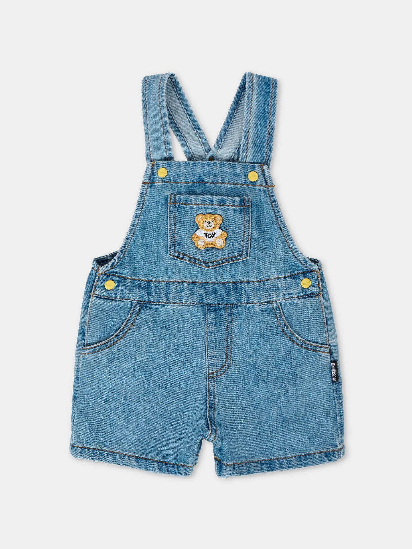Salopette denim per neonato con patch Teddy Bear,Moschino Kids,MUQ01F L0E34 41041