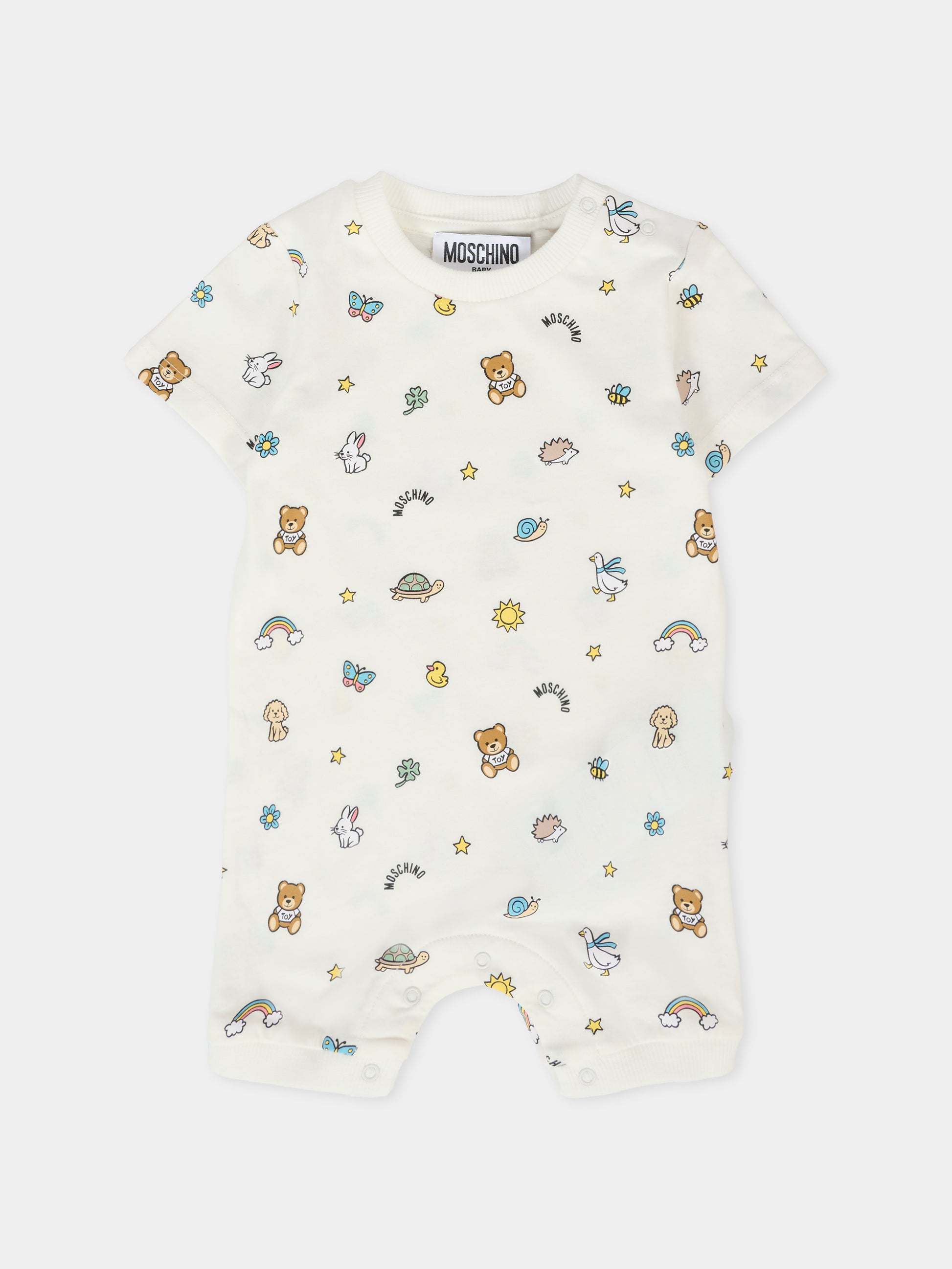 Pagliaccetto bianco per neonati con Teddy Bear e disegni,Moschino Kids,MUT04A LABA6 83449