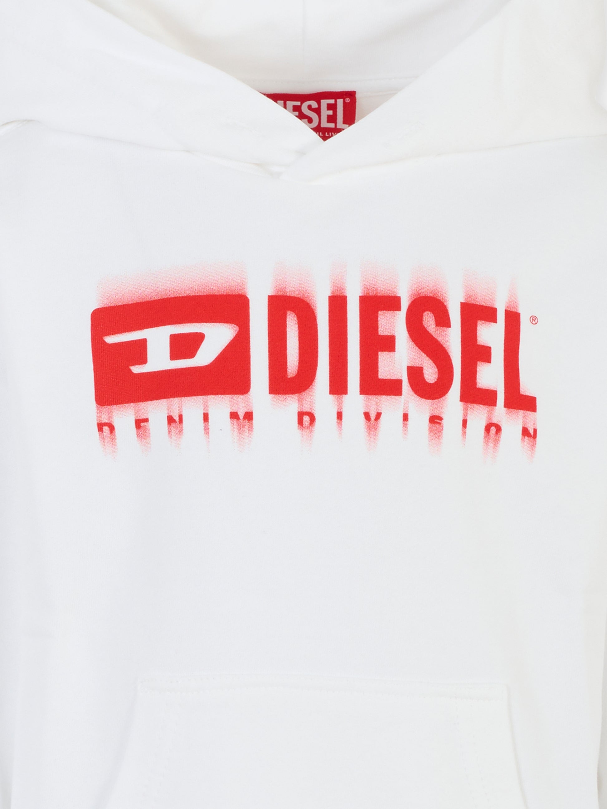 Felpa bianca per bambino con logo,Diesel,J02042 KYAVF K100