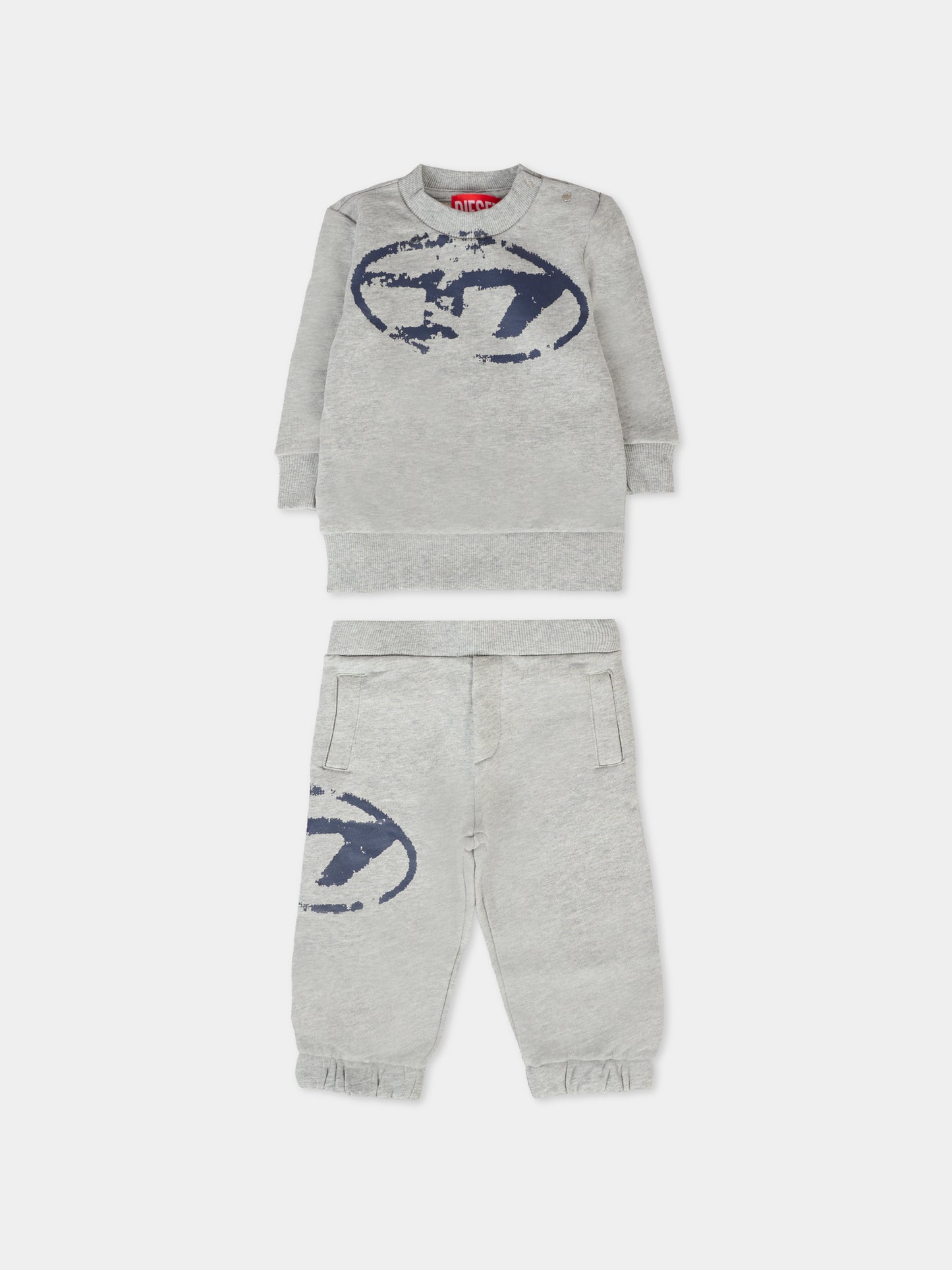 Completo grigio per neonati con logo,Diesel,K00652 KYAQK K963