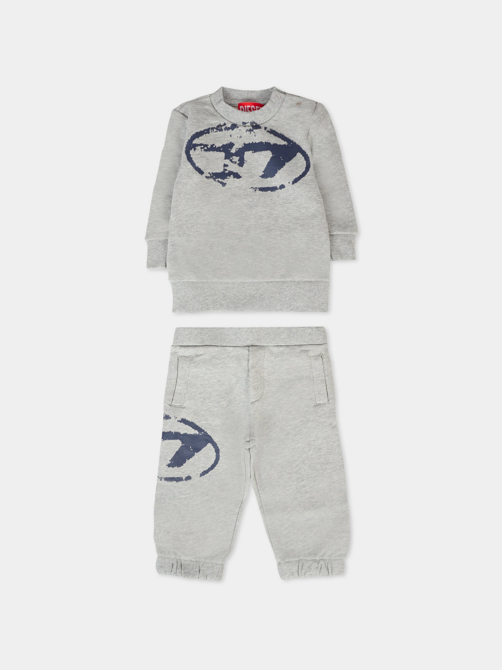 Completo grigio per neonati con logo,Diesel,K00652 KYAQK K963