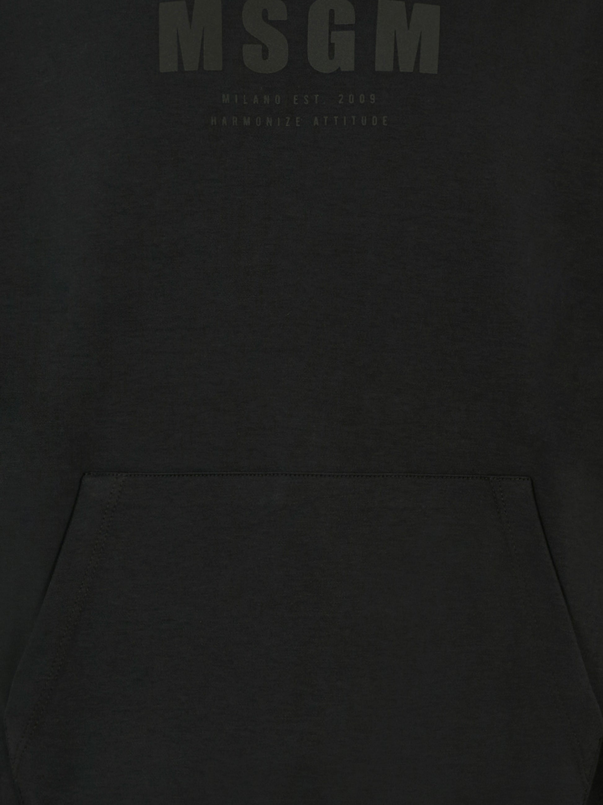 Felpa nera per bambini con logo,Msgm Kids,S5MSJUHS166 110