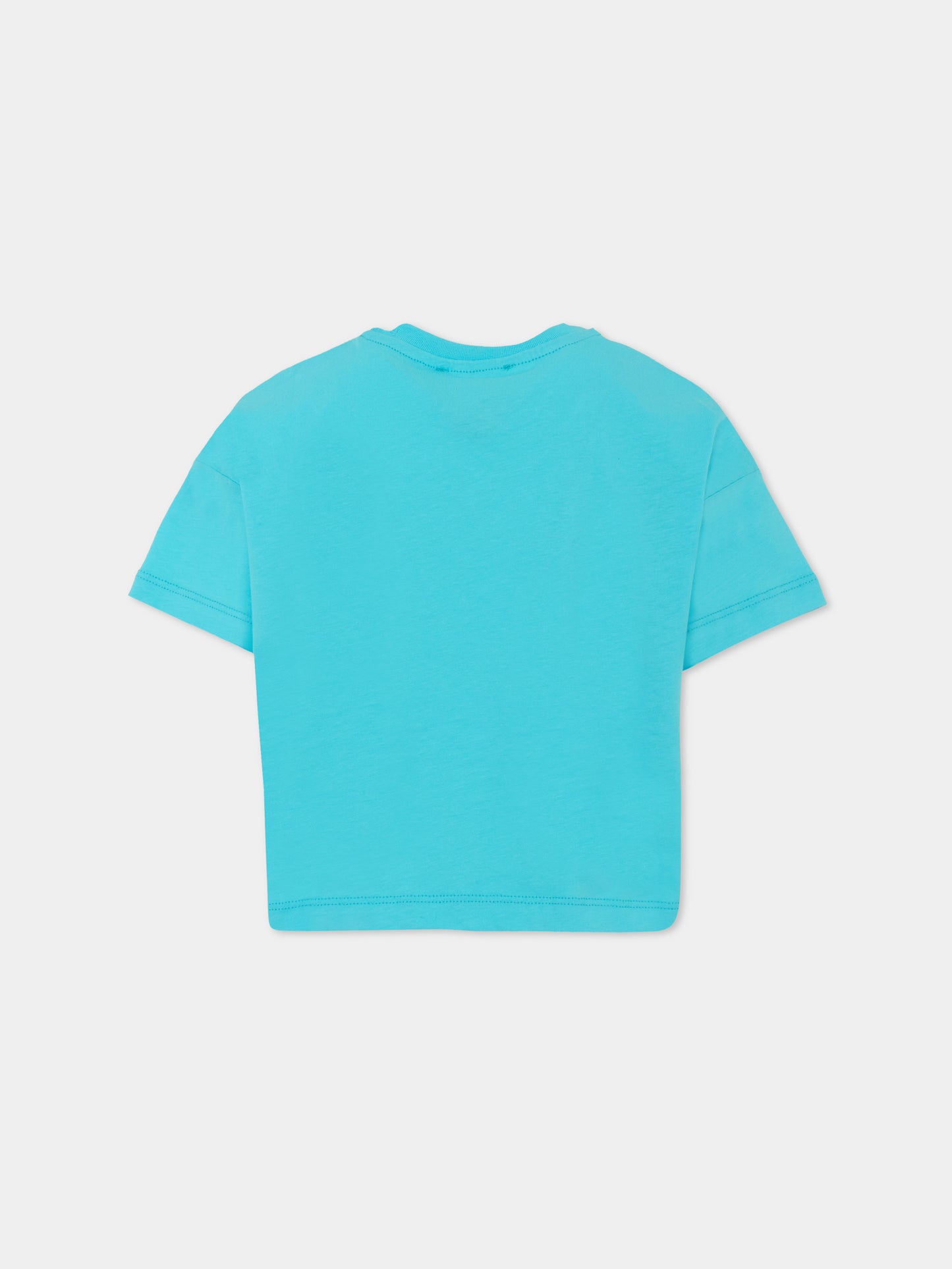 T-shirt azzurra per bambino con logo,Msgm Kids,S5MSJGTH217 MS005