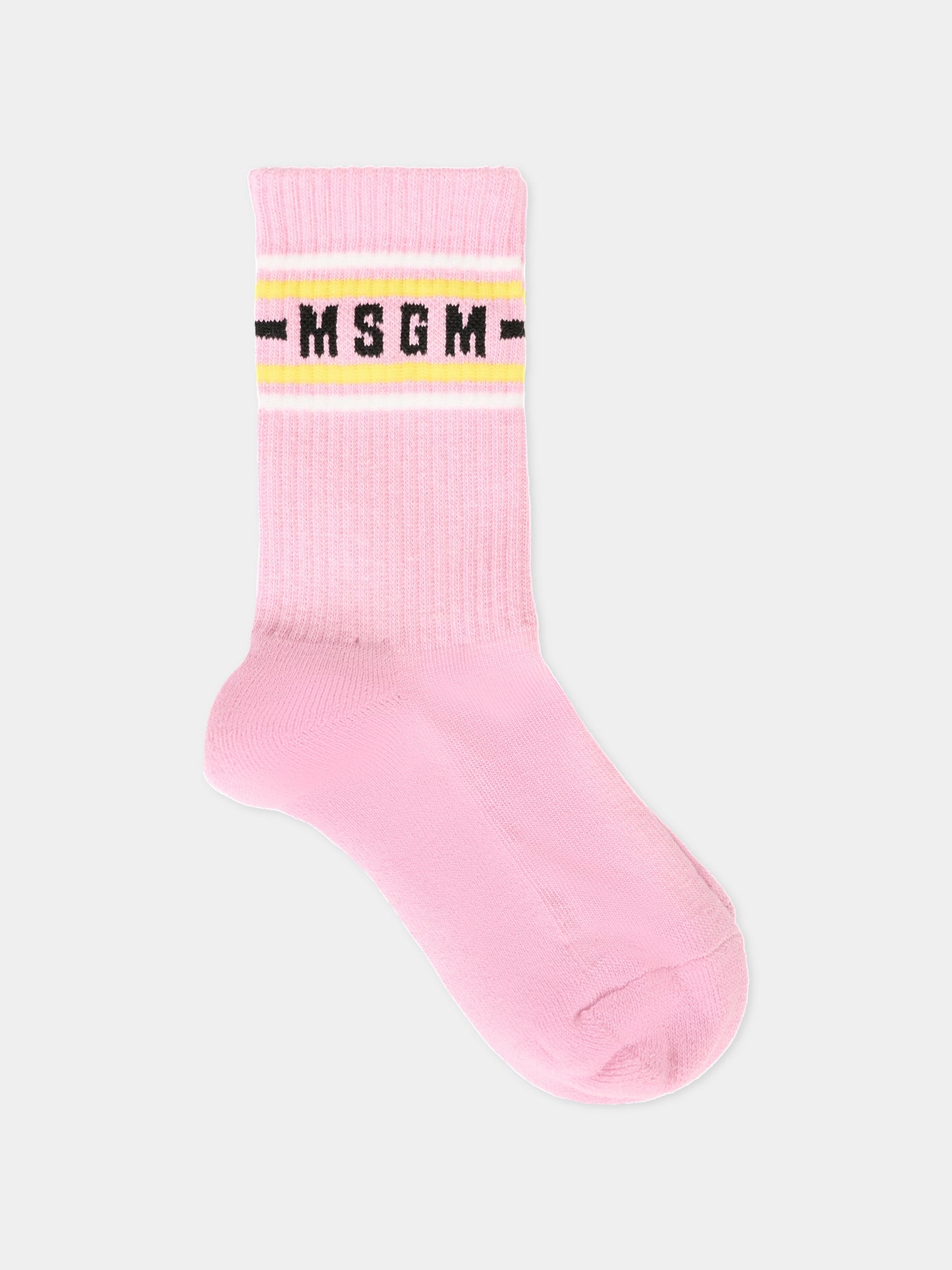 Calze rosa per bambini con logo,Msgm Kids,S5MSJUSO199 MS003