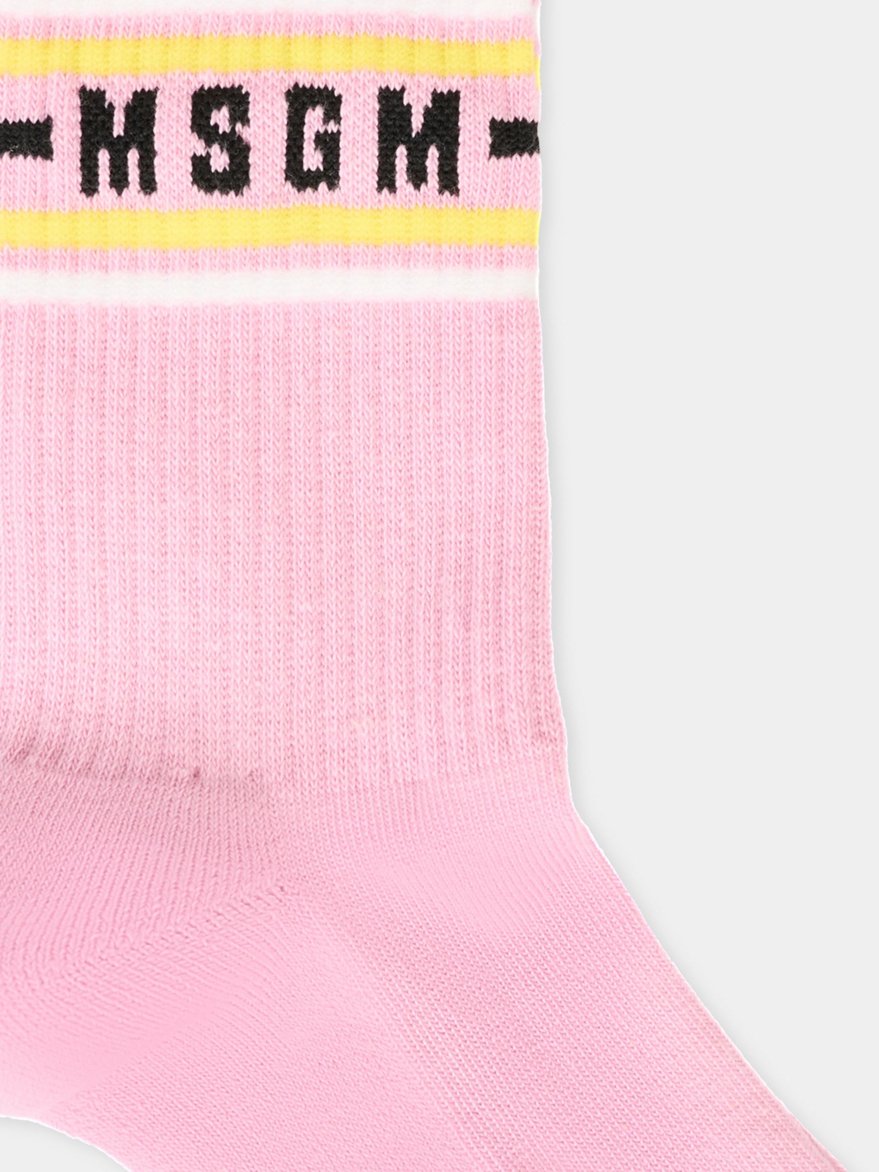 Calze rosa per bambini con logo,Msgm Kids,S5MSJUSO199 MS003