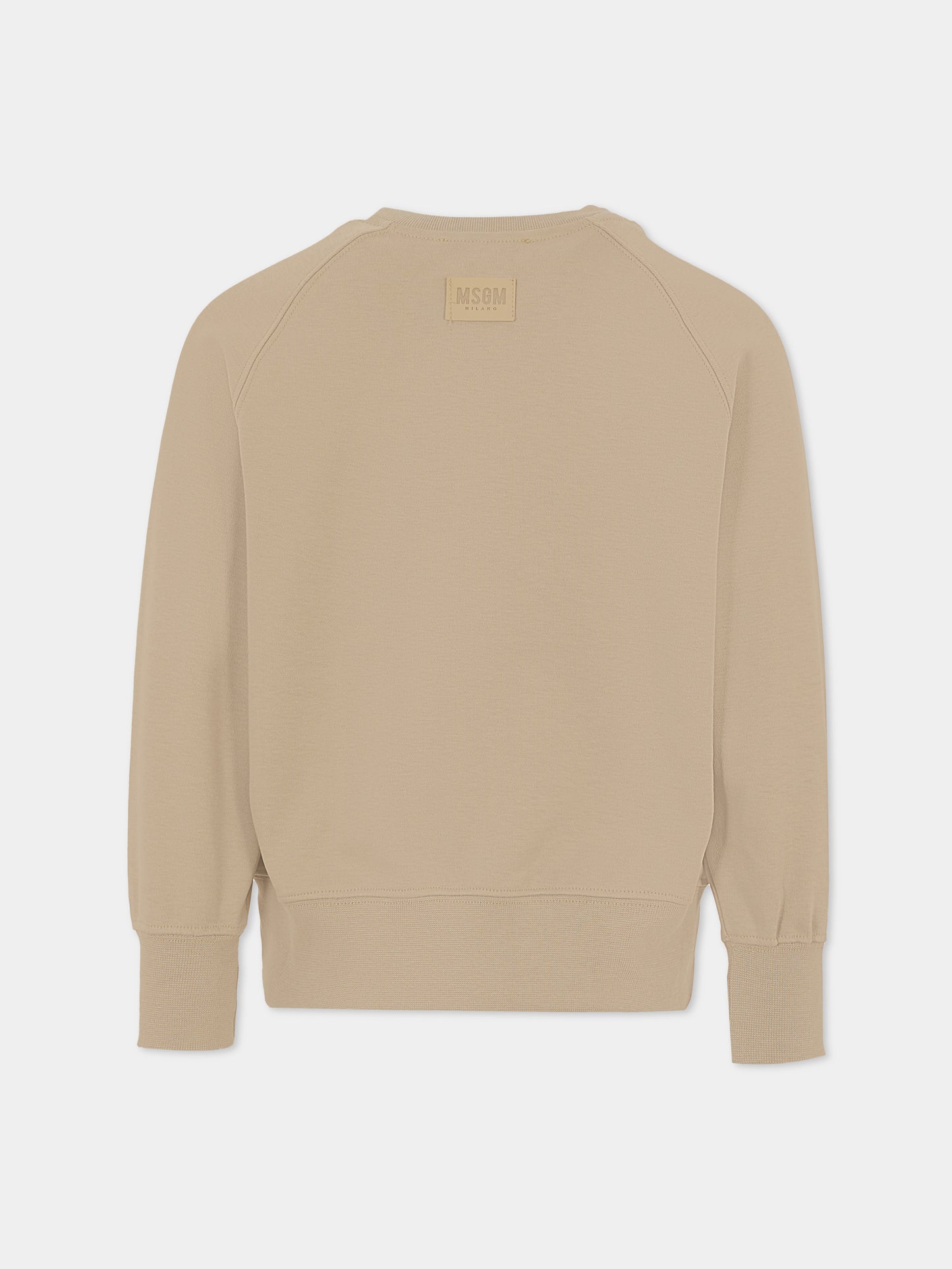 Felpa beige per bambini con logo,Msgm Kids,S5MSJUSW168 MS014