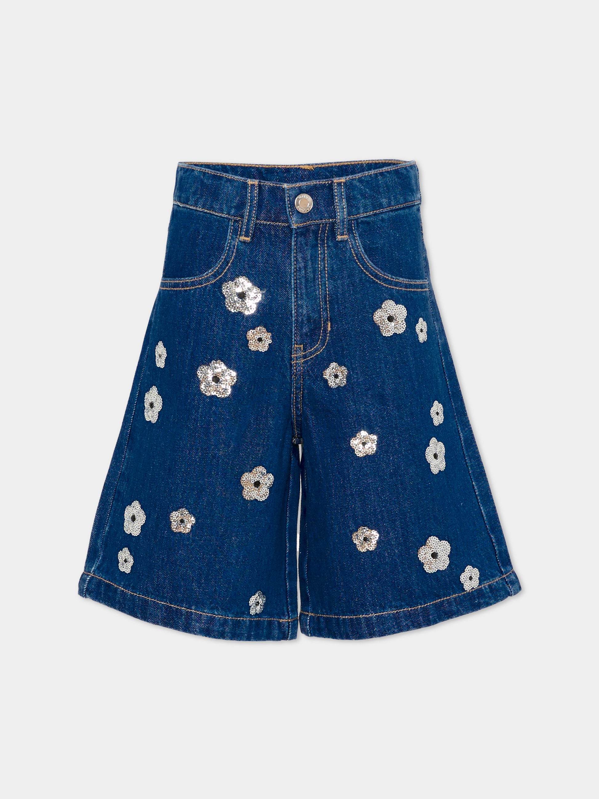 Shorts denim per bambina con margherite,Marc Jacobs,W60732 Z10