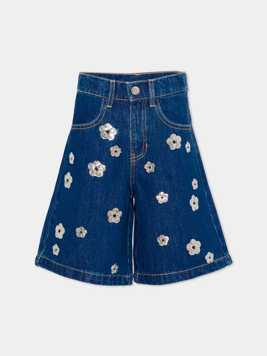 Shorts denim per bambina con margherite,Marc Jacobs,W60732 Z10