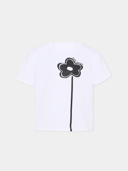 T-shirt bianca per bambina con margherita,Marc Jacobs,W60735 10P