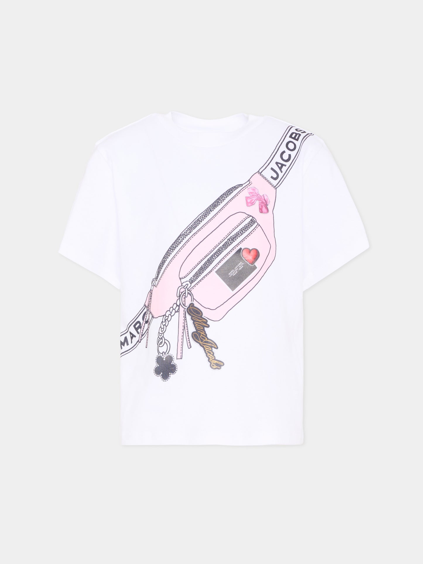 T-Shirt bianca per bambina con stampa marsupio,Marc Jacobs,W60742 10P