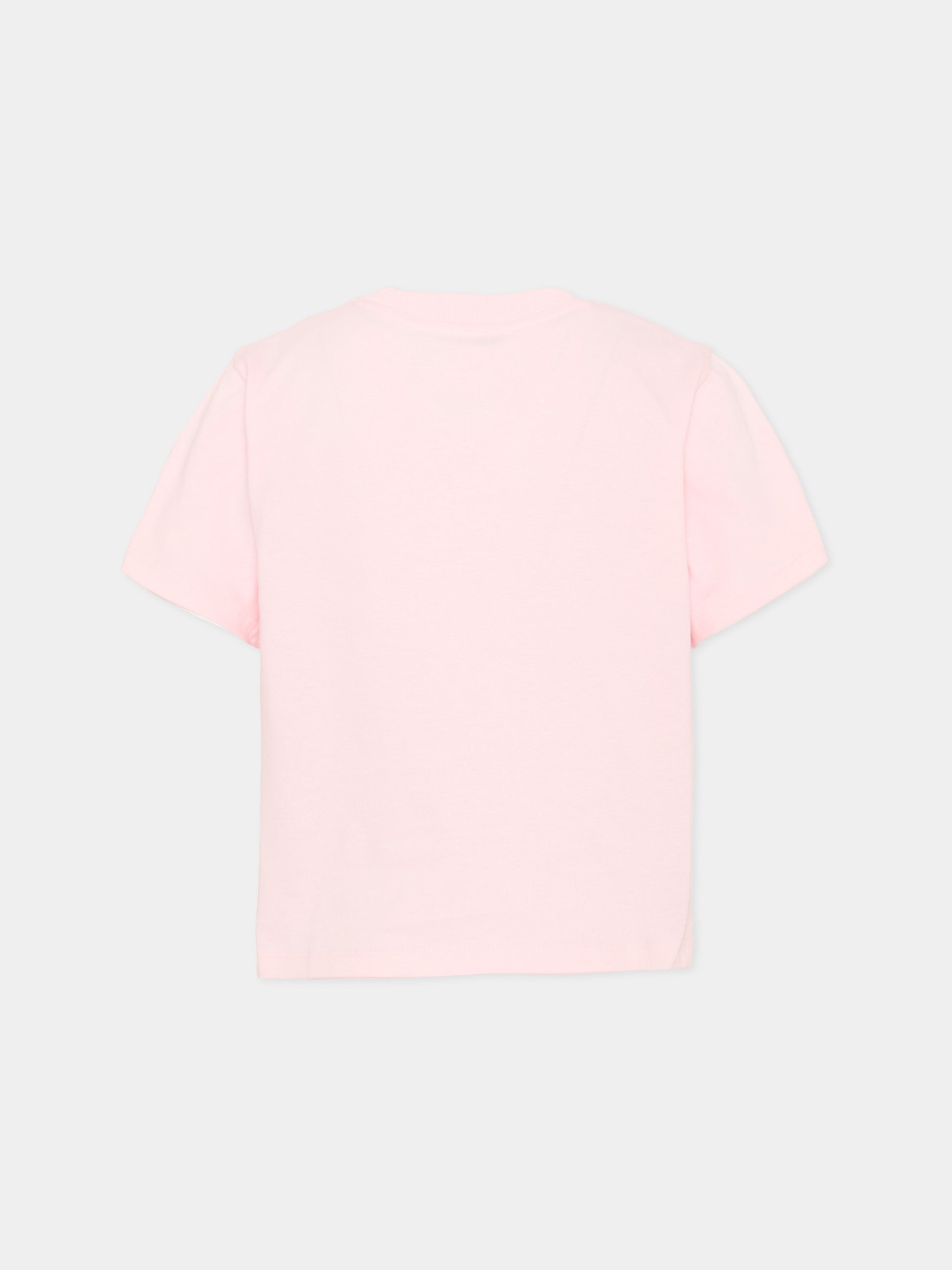 T-shirt rosa per bambina con logo e cristalli,Marc Jacobs,W60746 475
