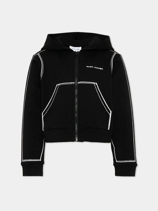 Felpa nera per bambina con logo,Marc Jacobs,W60747 09B
