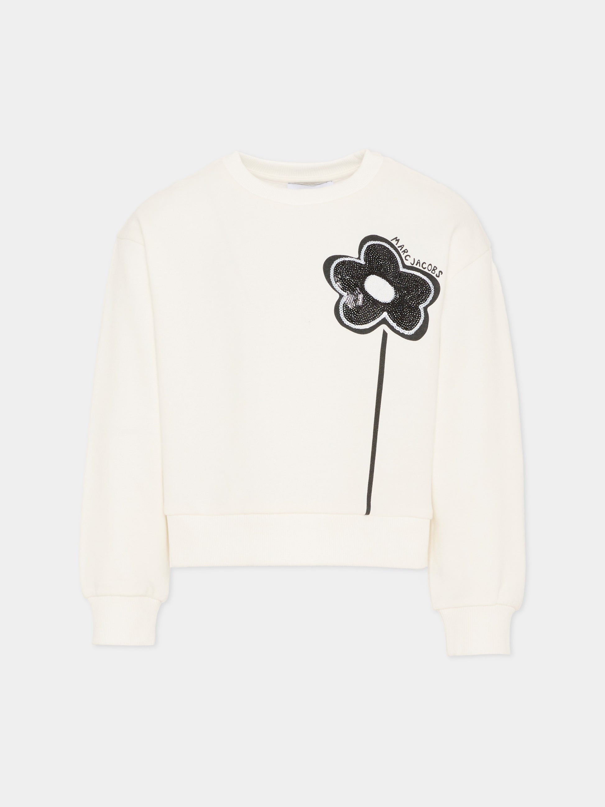 Felpa avorio per bambina con margherita,Marc Jacobs,W60749 126
