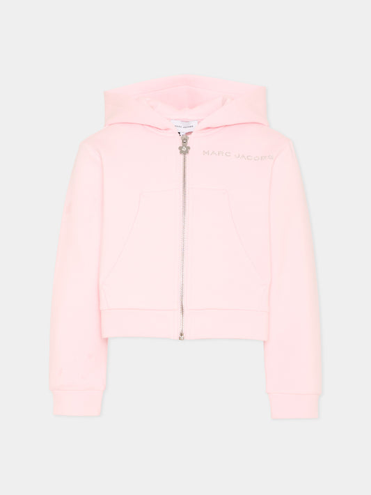 Felpa rosa per bambina con logo strass,Marc Jacobs,W60752 475