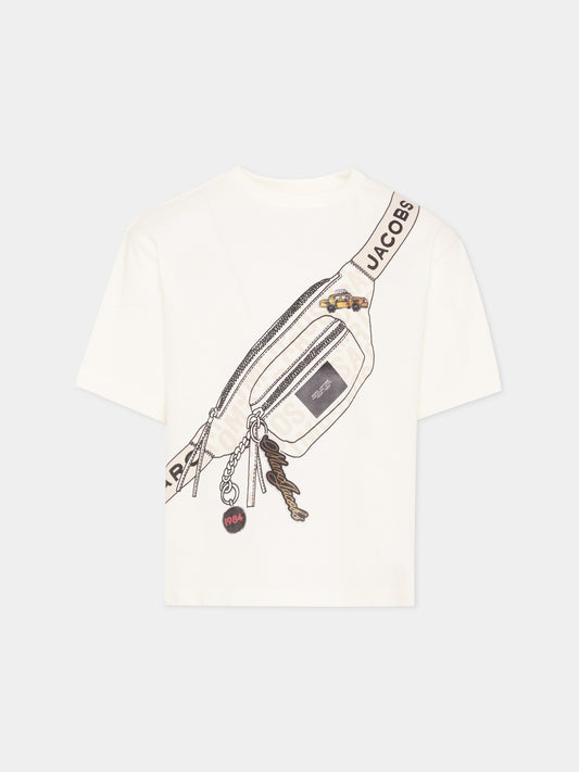 T-Shirt bianca grafica per bambino con stampa marsupio,Marc Jacobs,W60763 126