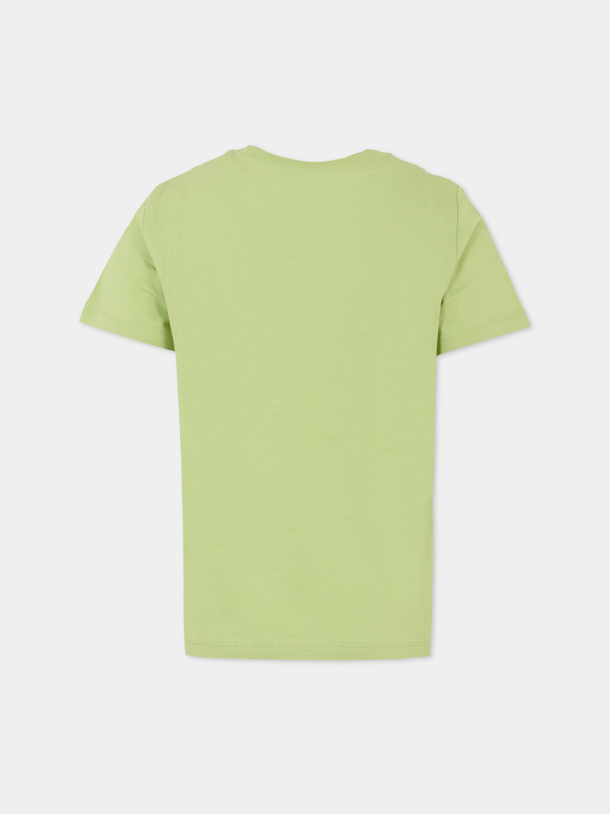 T-shirt verde per bambina con cuore e logo,N°21 Kids,N2102C N0153 0N513