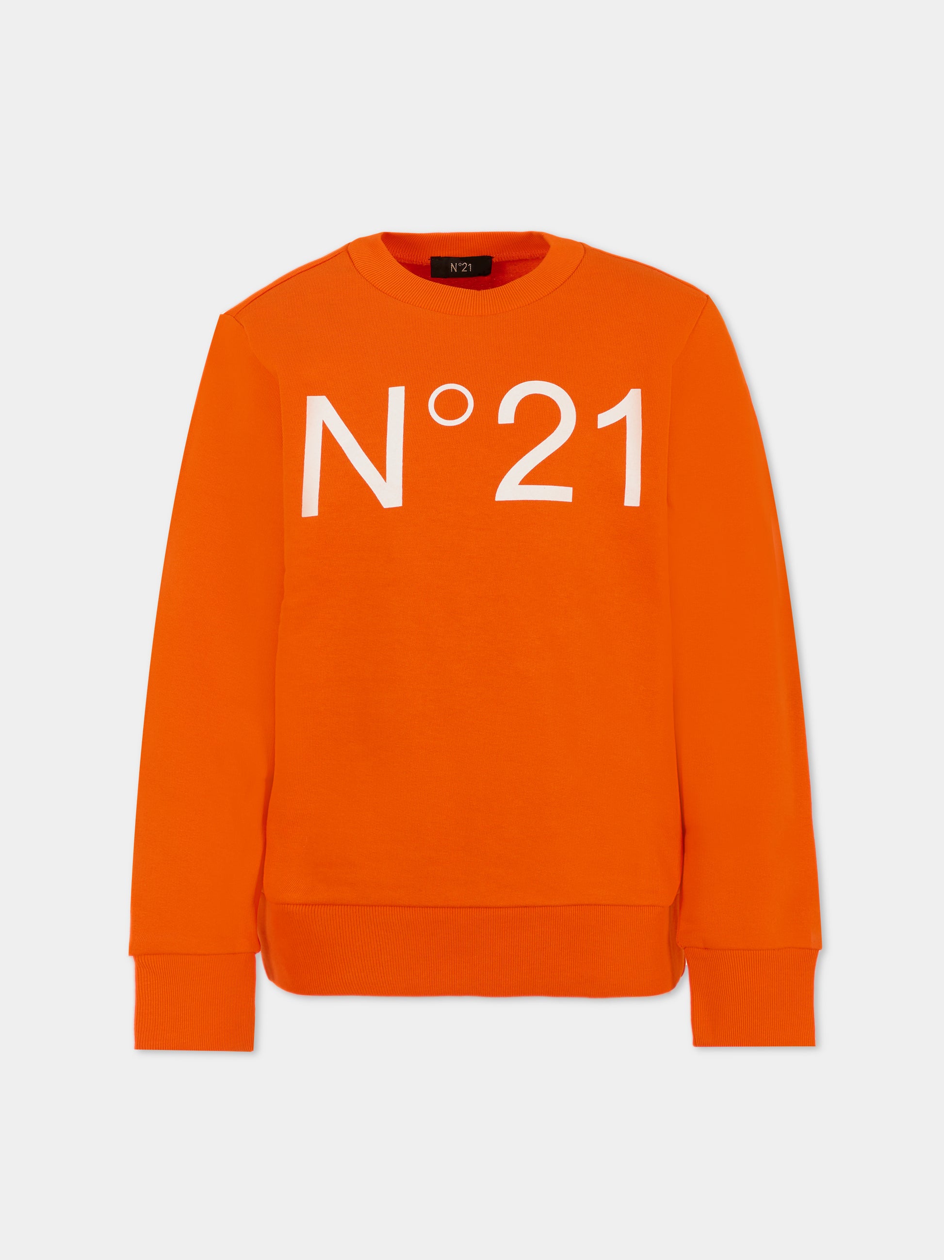Felpa arancione per bambini con logo,N°21 Kids,N21588 N0154 0N213