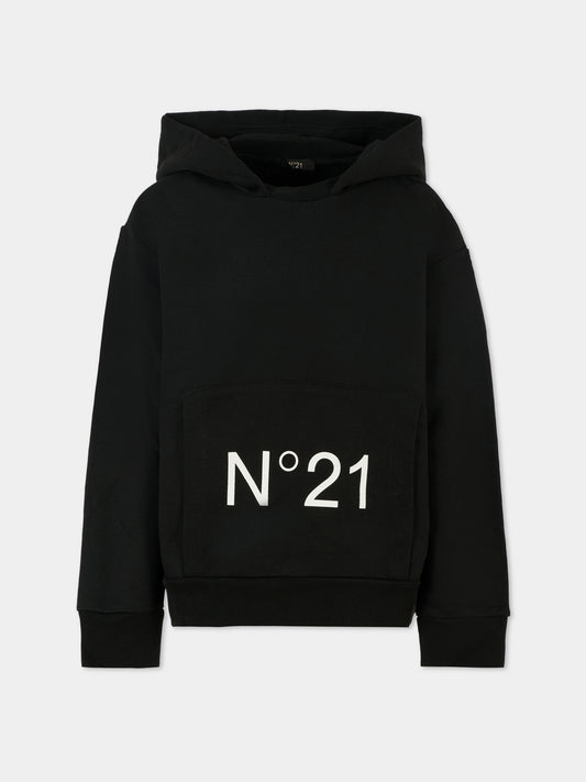 Felpa nera per bambini con logo,N°21 Kids,N21893 N0154 0N900