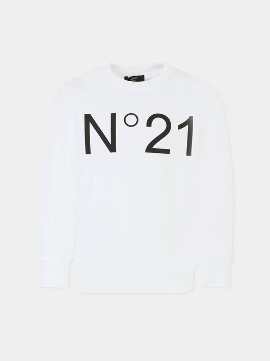 Felpa bianca per bambina con logo,N°21 Kids,N21A23 N0154 0N100