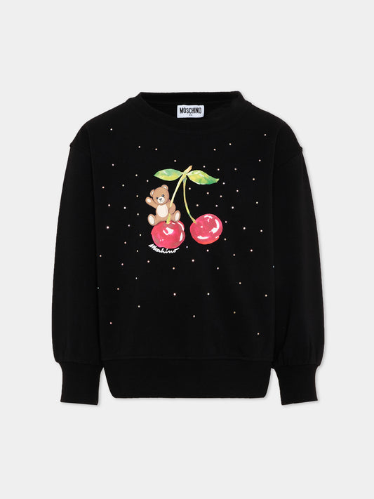 Felpa nera per bambina con Teddy Bear,Moschino Kids,HDF06O LDA25 60100