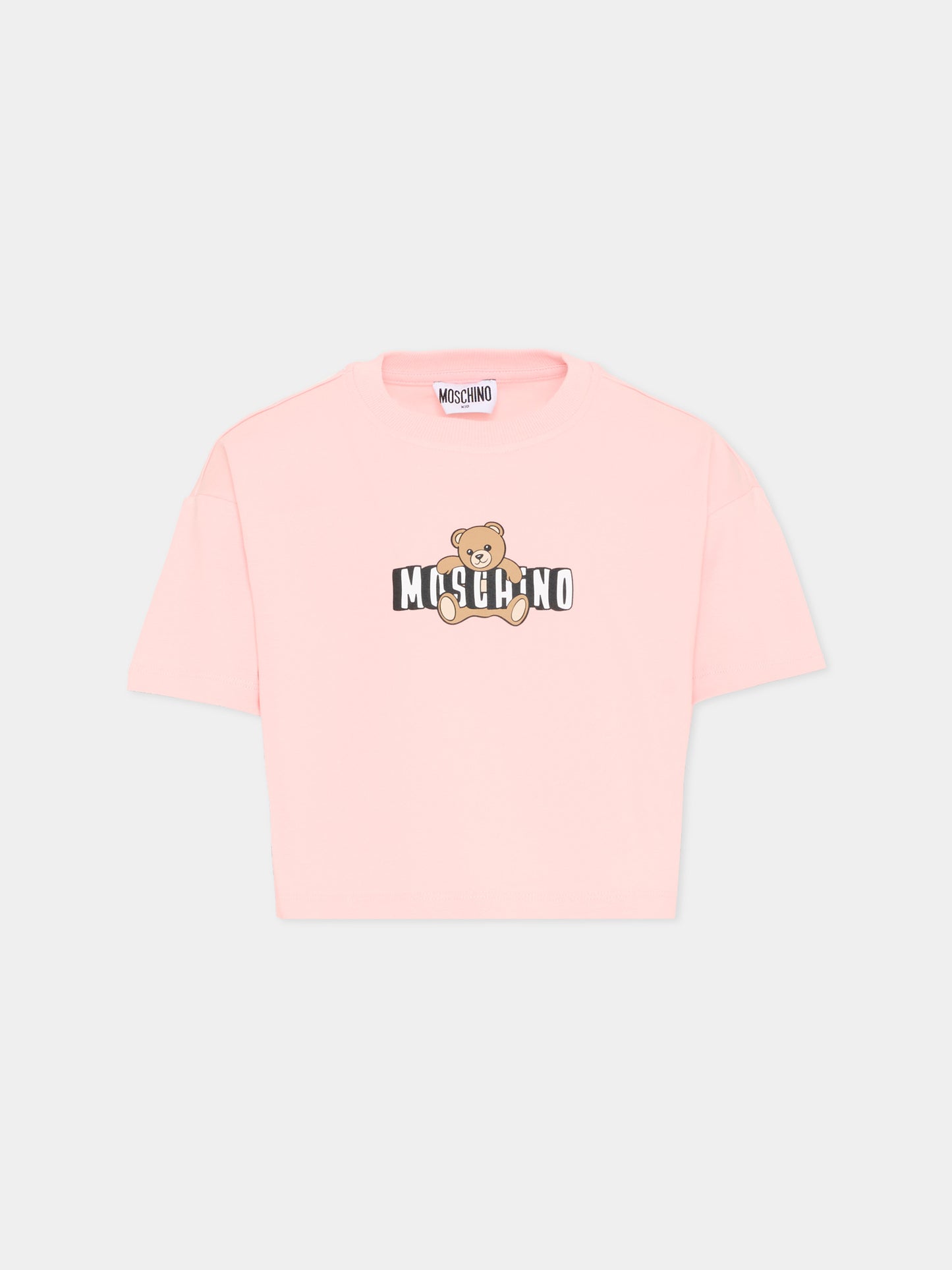 T-Shirt rosa per bambina con Teddy Bear,Moschino Kids,HDM072 LBA00 50209
