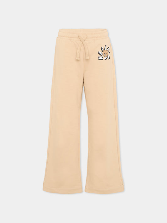 Pantaloni sportivi beige per bambina Teddy Bear,Moschino Kids,HDP06Z LCA19 20829