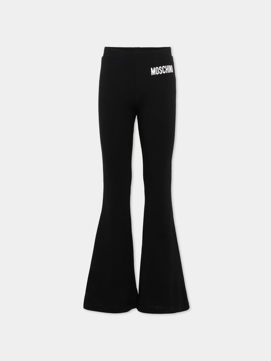 Pantaloni sportivi neri per bambina con logo,Moschino Kids,HDP076 LBA00 60100